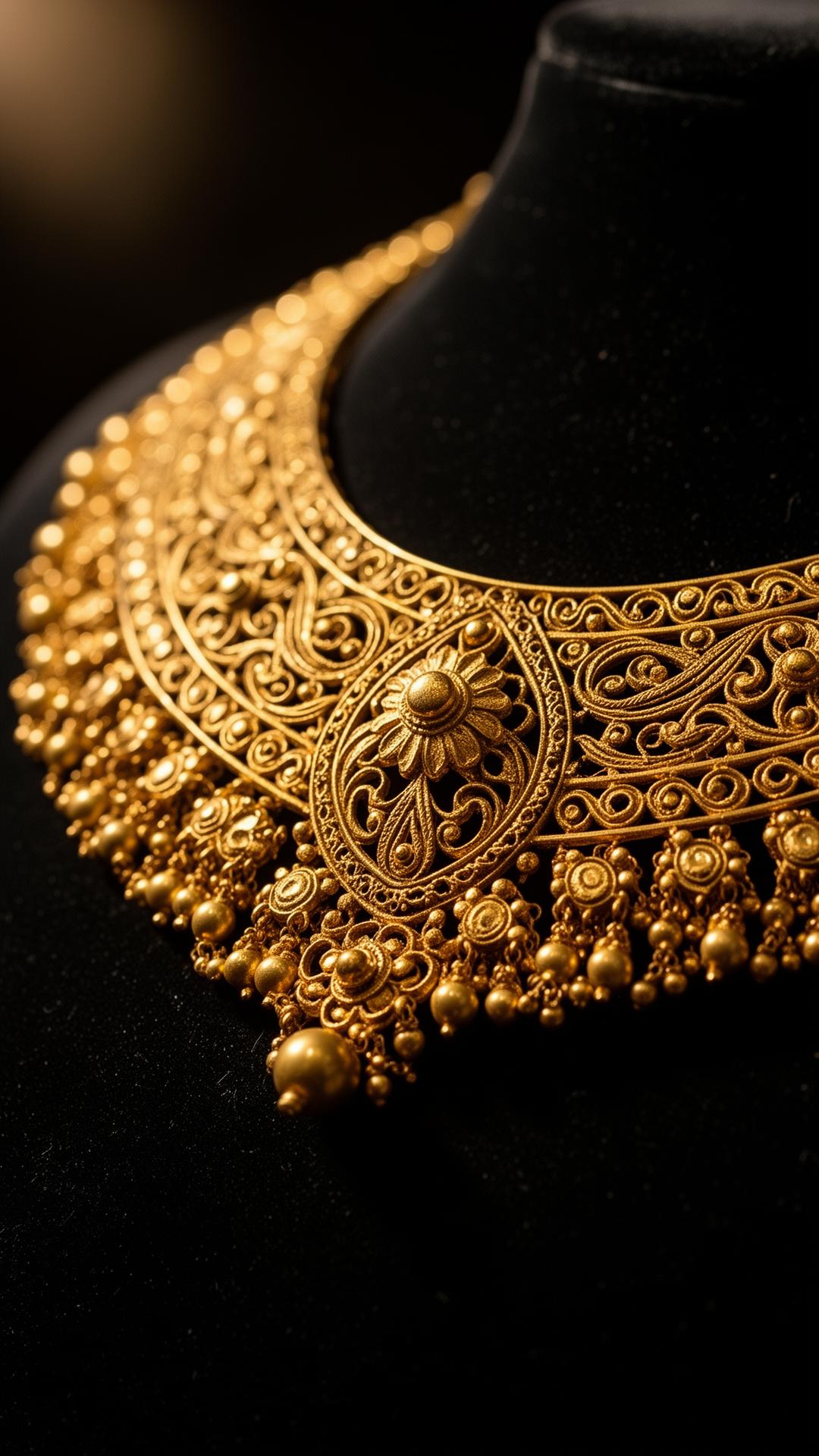 Detail of ornate Indian gold jewellery